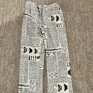 Zara Newspaper Print Flare Pants Size 2